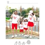 Áo gia đình Familylove - Mẫu Áo gia đình nét vẽ Trái tim rất đẹp màu Đỏ Cotton 100%