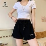Quần short nữ Familylove - Quần ngủ nữ viền túi cạp chun chất liệu cotton 100% cực kỳ dễ chịu, thoáng mát