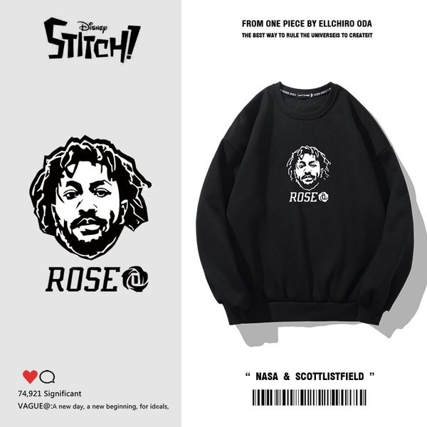 Áo hoodie nỉ cho nam form rộng Familylove – Set hình người chữ rose cool ngầu 3 màu trắng đen xám