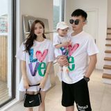 Áo gia đình Familylove - áo váy đầm gia đình LOVE sắc màu chất liệu cotton 100% mềm mịn siêu mát