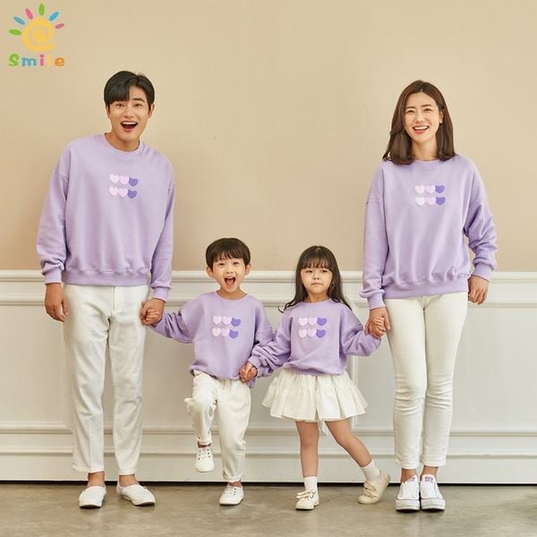 Áo Gia Đình Thu Đông Familylove -Mẫu Gia Đình Thu Đông Sweater In Hình Trái Tim Xinh Xắn Chất Liệu Nỉ Da Cá Cao Cấp