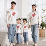 Áo Sweater Gia Đình Familylove - Mẫu Áo Gia Đình Sweater Họa Tiết Trái Tim Xinh Xắn Chất Nỉ Da Cá Cotton 100%