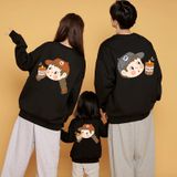 Áo sweater gia đình Familylove - Áo Sweater họa tiết gia đình Chibi Milktea đáng yêu chất liệu nỉ da cá cao cấp