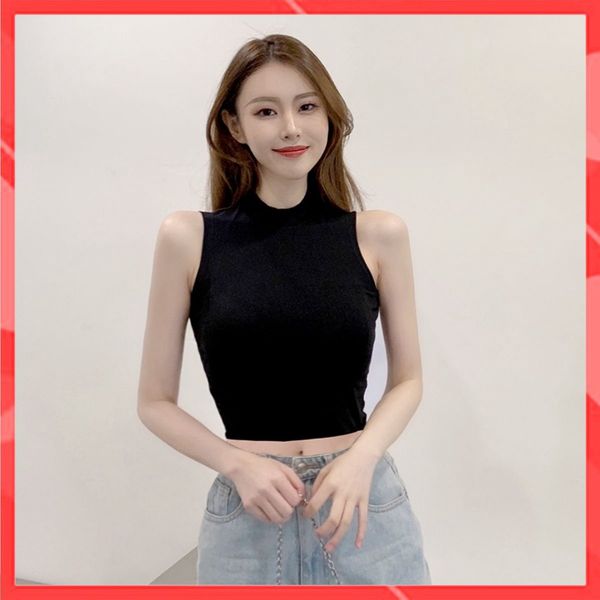 Áo Croptop thun nữ form ba lỗ ôm người body  Cotton 100% - Thương hiệu HappyFamily chính hãng  Họa tiết trơn 5 MÀU