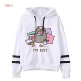 Áo sweater nỉ nữ Familylove – Áo Item chú mèo Da Cá Cotton 100% Cao Cấp 6 mẫu dễ thương - Phối 2 sọc đen Tay