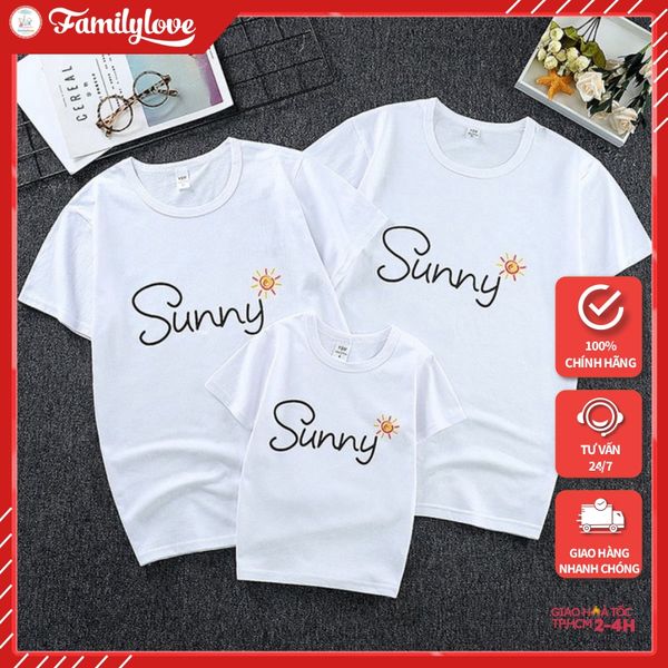 Áo Gia Đình Familylove - Mẫu Áo Gia Đình Chữ Sunny Mặt Trời