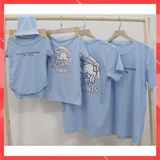Áo gia đình Familylove - Mẫu Áo gia đình Ngựa Unicorn màu Xanh biển Cotton 100%