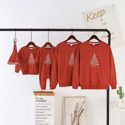 Áo Gia Đình Thu Đông Familylove -Mẫu Gia Đình Thu Đông Sweater In Hình Cây Thông Happy Chất Liệu Nỉ Da Cá Cao Cấp