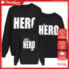 Áo Sweater Gia đình FamilyLoveCotton Nỉ da cá (Hình thật chất áo + Logo Thương hiệu) In chữ HERO + Họa Tiết
