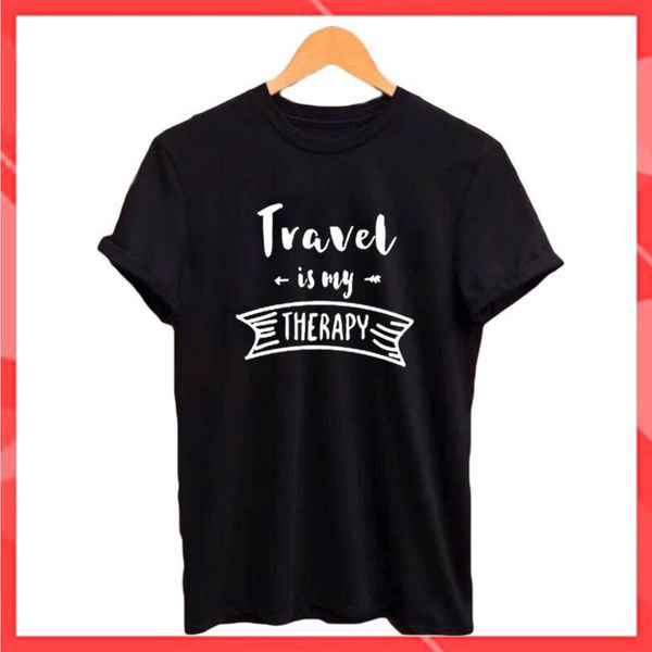 Áo thun Unisex - Travel Is My Therapy - Thời trang Familylove   Hàng chuẩn thương hiệu