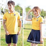 Áo gia đình cổ trụ Familylove - Đồng phục gia đình polo họa tiết logo đơn giản cổ phối sọc chất Da Cá cao cấp siêu mềm m