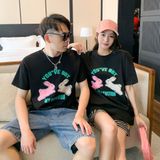 Áo gia đình Familylove - đồ gia đình họa tiết thỏ đáng yêu YOU'VE BOT MY DEVOTION chất liệu cotton 100%