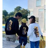 Áo Sweater Gia Đình Familylove - Mẫu Áo Gia Đình Sweater Dài Tay Chú Gấu Just Relax Chất Nỉ Da Cá Cotton 100%