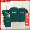 Áo gia đình Familylove - đồ gia đình phom rộng Mimi xanh rêu chất liệu 100% cotton bốn chiều form rộng