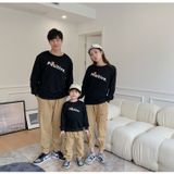 Áo Sweater Gia Đình Familylove- Mẫu Áo Gia Đình Sweater In Chữ Positive,chú Gấu Nhỏ Đáng Yêu  Chất Nỉ Da Cá Cotton 100%