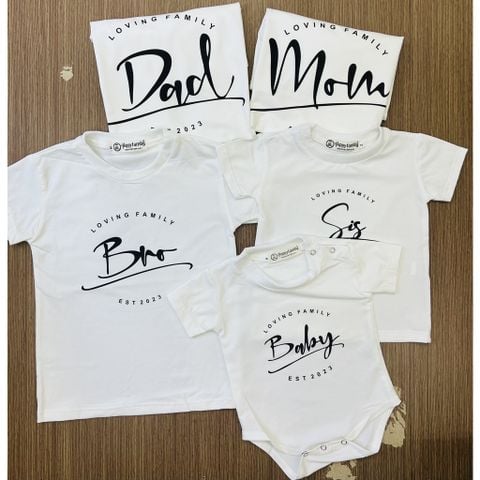 Áo gia đình Familylove - đồ gia đình Loving Family Dad,Mom,Bro,Sis,Baby cotton 100 bốn chiều