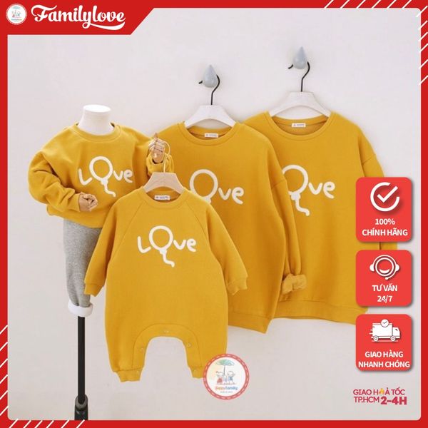 Áo Sweater Gia Đình Familylove - Áo Sweater Trái tim Love Bong Bóng Dễ Thương Chất Liệu Nỉ Da Cá Cao Cấp