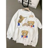 Áo Gia Đình Thu Đông Familylove - Áo Gia Đình Mùa Đông 3/4/5 Người Cotton Nỉ Cao Cấp Họa Tiết Gấu Bear Dễ Thương