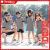 Set Áo Gia Đình Cổ Trụ Familylove - Đồng Phục Gia Đình Có Cổ Sọc Trắng Đen