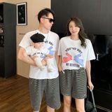 Áo gia đình Familylove - đồ gia đình họa tiết thỏ đáng yêu YOU'VE BOT MY DEVOTION chất liệu cotton 100%