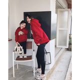 Áo Gia Đình Thu Đông Familylove - Áo Hoodie Gia Đình Mẹ Bé Họa Tiết Chú Gấu Dễ Thương Chất Nỉ Da Cá Cotton 100%