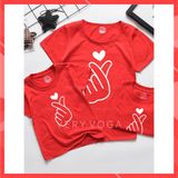Áo gia đình Familylove - Mẫu Bắn Tim màu Đỏ chất Cotton 100% rất đẹp