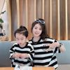 Bộ quần áo mẹ bé Familylove - set bộ quần áo mẹ và bé họa tiết sọc trắng đen chất liệu cotton 100% co giãn