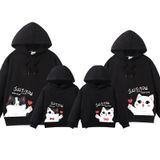 Áo Hoodie Gia Đình Familylove - Mẫu Áo Gia Đình In Họa Tiết Mèo Đáng Yêu Just You One Love Chất Nỉ Da Cá Cotton 100%
