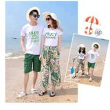 Set Quần Áo Gia Đình Đi Biển Familylove - Set Bộ Đồ Đi Biển Cho Cả Nhóm Và Gia Đình Enjoy Summer Họa Tiết Hoa Lá
