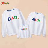 Áo Sweater Gia Đình Familylove - Mẫu Áo Gia Đình In Chữ Sắc Màu Basic Dad,mom,baby,bro,sis  Chất Nỉ Da Cá Cotton 100%