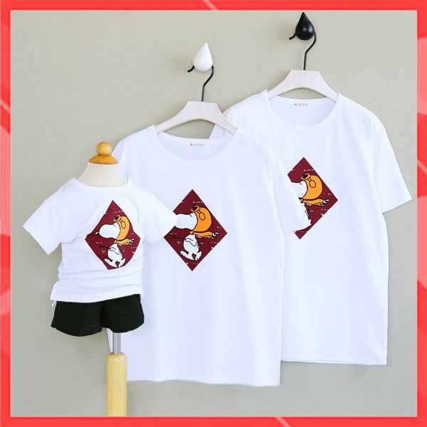 Áo gia đình Familylove - đồ gia đình in họa tiết chú chó phi công Snoopy chất thun cotton 100 co giãn bốn chiều