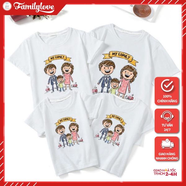Áo gia đình Familylove - Mẫu Áo gia đình Chibi My Family