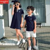 Áo gia đình cổ trụ Familylove - đồ gia đình cổ polo logo M màu xanh navy chất liệu cotton 100% 