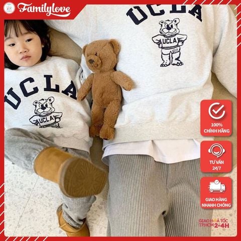 Áo Sweater Gia Đình Familylove - Mẫu Áo Gia Đình Sweater Họa Tiết Gấu Ucla Đáng Yêu  Chất Nỉ Da Cá Cotton 100%