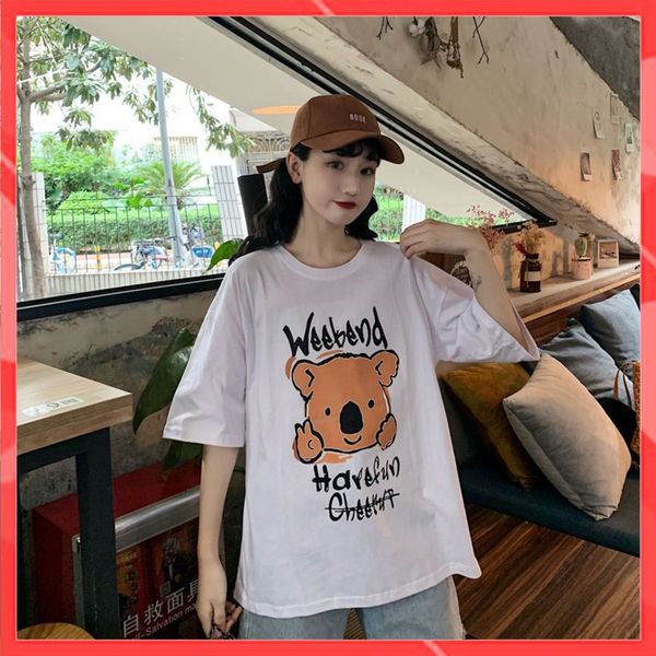 Áo thun tay lỡ Unisex Familylove - Áo phông nam nữ họa tiết Gấu Weekend hot trend trẻ trung chất liệu cotton 100%