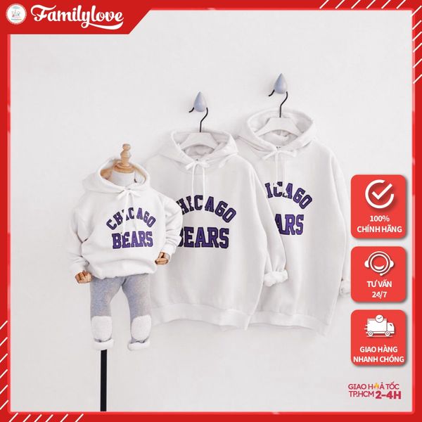 Áo Sweater Gia Đình Familylove - Áo Sweater thu đông gia đình CHICAGO BEARS ấm áp xinh xắn Chất Liệu Nỉ Da Cá Cao Cấp