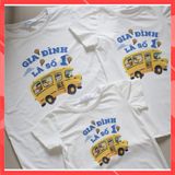 Áo gia đình Familylove - Mẫu Gia đình là Số 1 chiếc xe Bus ý nghĩa màu Trắng Cotton 100%