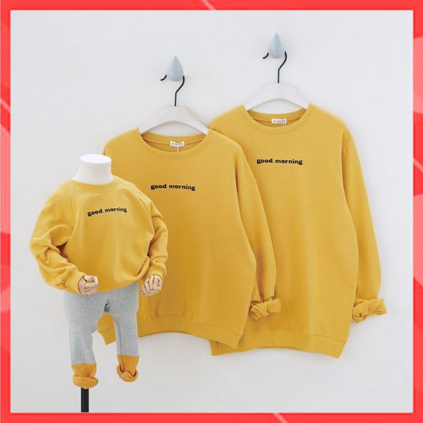 Áo Hoodie Gia Đình Familylove - Áo Hoodie Good Morning Dễ Thương Chất Liệu Nỉ Da Cá Cao Cấp