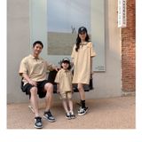 Áo gia đình cổ trụ Familylove -  áo đầm polo có cổ phối dây kéo Logo Our đơn giản chất nỉ da cá cotton loại 1