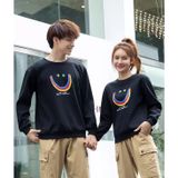 Áo Sweater Gia Đình Familylove - Mẫu Áo Sweater Gia Đình Họa Tiết Mặt Cười Polizie Chất Nỉ Da Cá Cotton 100%