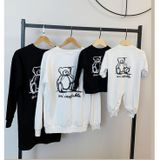 Áo Sweater Gia đình Familylove - Mẫu Áo Đầm Sweater Family Graphic Gấu Sevi Ineffable Chất Nỉ Da Cá Cotton 100%- Black