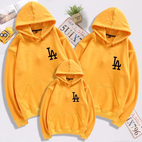 Áo Gia đình Dài Tay Familylove - Mẫu Áo Gia đình Hoodie Dài Tay Nón/Túi Logo LA Chất Nỉ Da Cá Cotton 100%