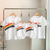 Áo gia đình Familylove - đồ gia đình họa tiết cầu vồng Good Mood Business đáng yêu chất liệu cotton 100% cao cấp