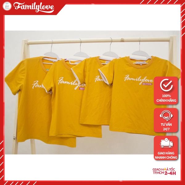 Áo gia đình Familylove - Đồng phục gia đình chất liệu cotton 100% siêu mềm mịn in chữ Familylove