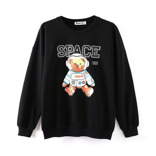 Áo sweater nỉ nữ cao cấp Familylove – Set họa tiết Gấu Space chất lừ với 3 màu Đỏ Đen Trắng