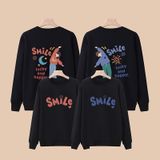 Áo sweater gia đình Familylove - Áo Sweater họa tiết Chibi Family Smile Lucky and Happy chất liệu nỉ da cá cao cấp