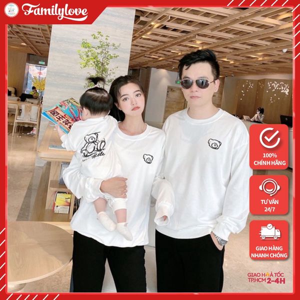 Áo Sweater Gia Đình Familylove - Áo Sweater thu đông gia đình họa tiết gấu Sevi inneffable Chất Liệu Nỉ Da Cá Cao Cấp