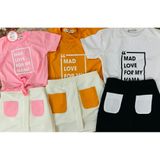 Set quần áo cho bé gái Made Love for My Mama  Size từ 9-55kg. Chuẩn shop - Logo thương hiệu Thun cotton 100% cao cấp