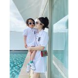 Áo gia đình cổ trụ Familylove - đồ gia đình polo có cổ Logo B chất liệu nỉ da cá cotton 100% co giãn cao cấp