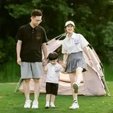 Áo Gia Đình Cổ Trụ Familylove - Áo Gia Đình Polo Họa Tiết Cầu Vồng Fine Chất Liệu Nỉ Da Cá Cotton 100% Co Giãn Cao Cấp